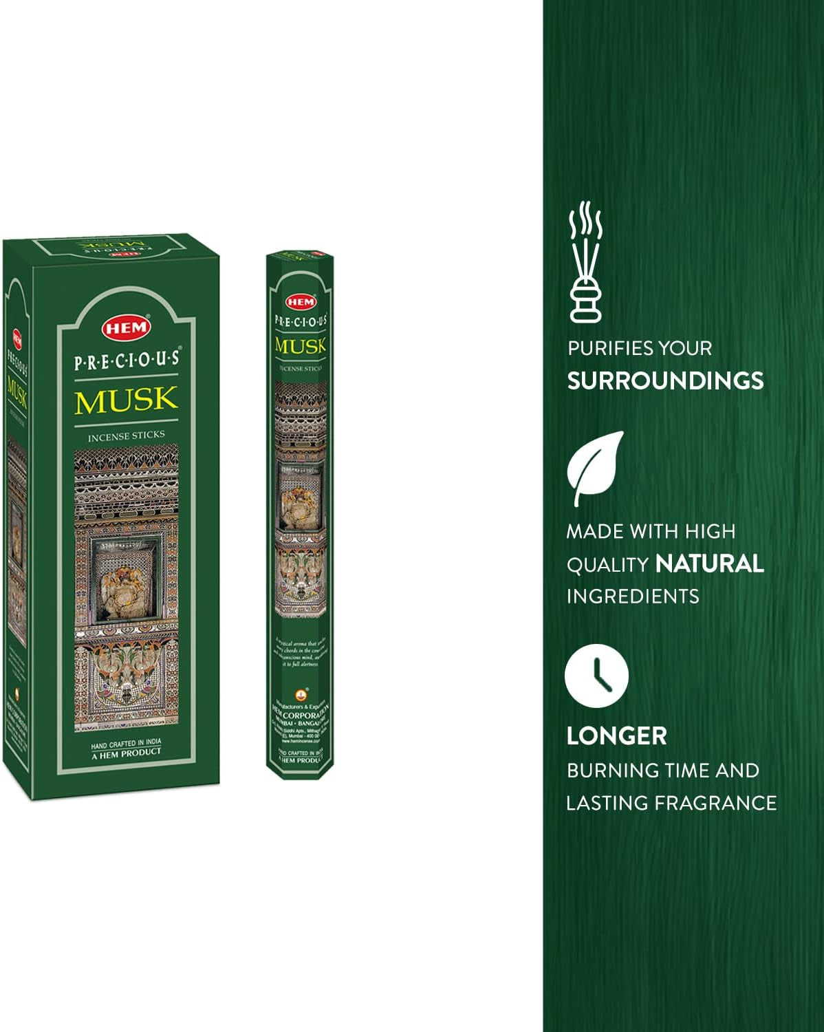 Precious Musk Fragrance Incense Sticks, 120 Count