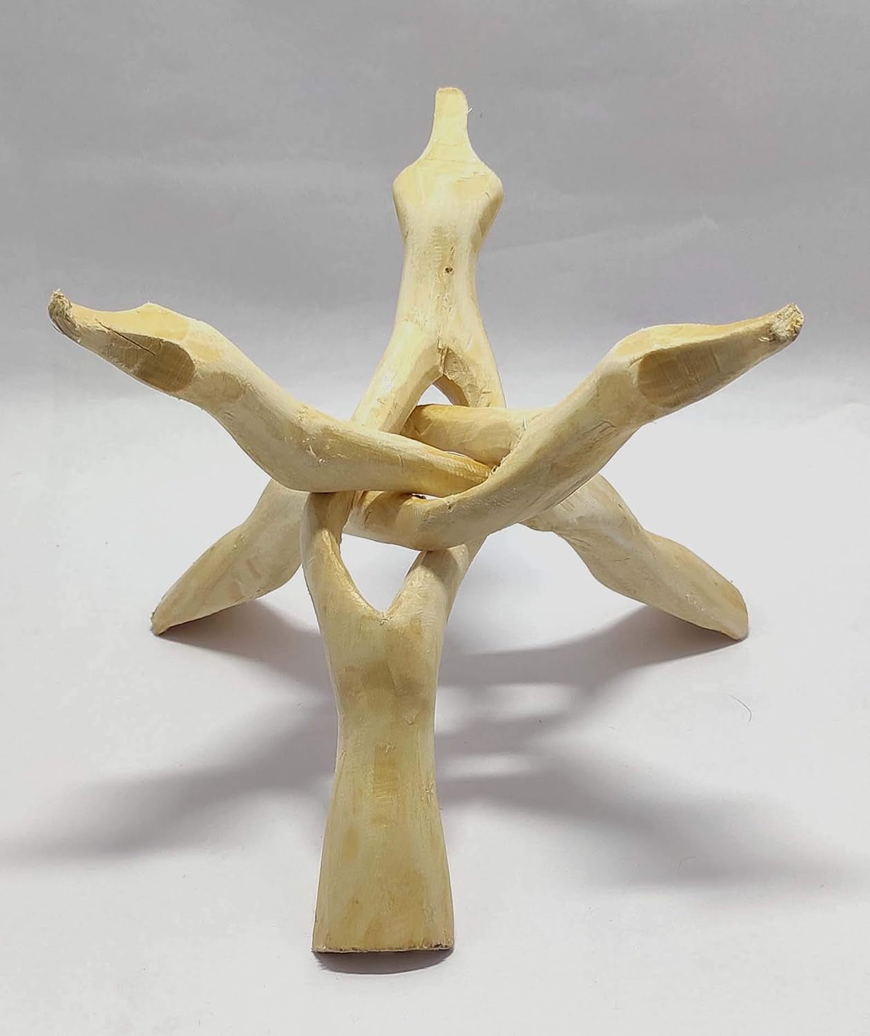 8” Set of 2 Natural Wooden Tripod 3 Legs Hand Carved Cobra Stand Perfect for Crystal Balls, Abalone Shells, Reiki, Wicca & Earthy Décor Display