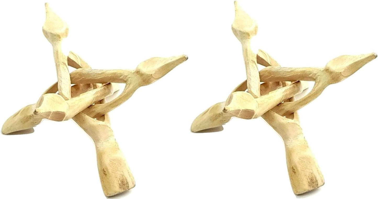 8” Set of 2 Natural Wooden Tripod 3 Legs Hand Carved Cobra Stand Perfect for Crystal Balls, Abalone Shells, Reiki, Wicca & Earthy Décor Display