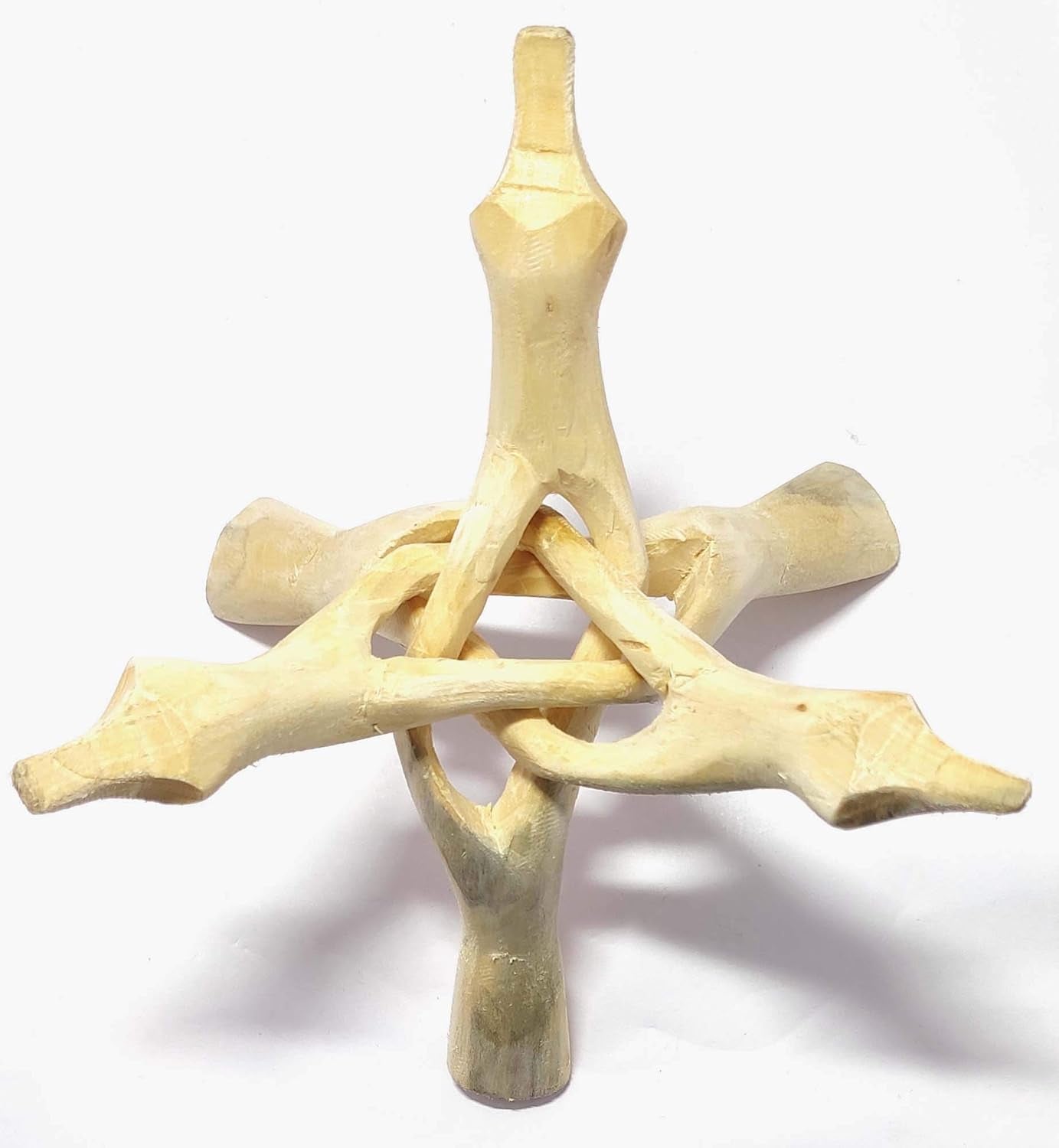 8” Set of 2 Natural Wooden Tripod 3 Legs Hand Carved Cobra Stand Perfect for Crystal Balls, Abalone Shells, Reiki, Wicca & Earthy Décor Display