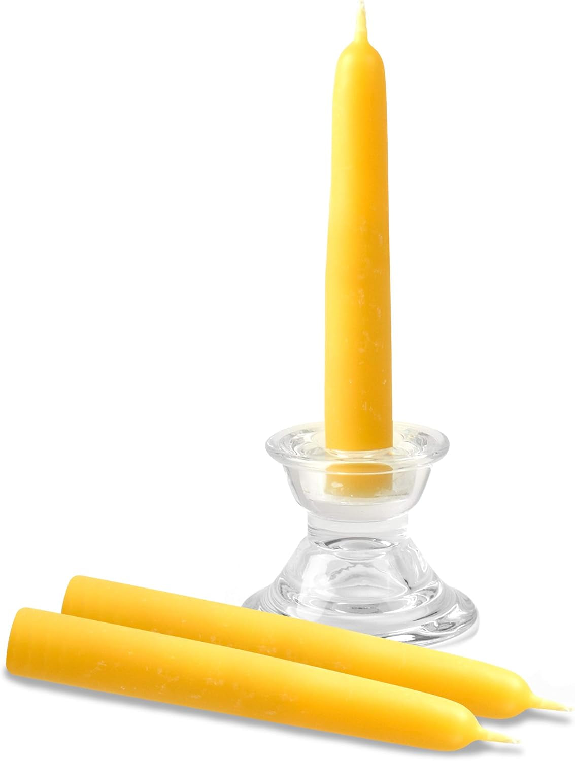 5 Inch Beeswax Taper Candles 12 Pack - Handmade, All Natural, 100% Pure Unscented Bee Wax Candle - Tall, Decorative, Golden Yellow - 5 Hour Burn Time